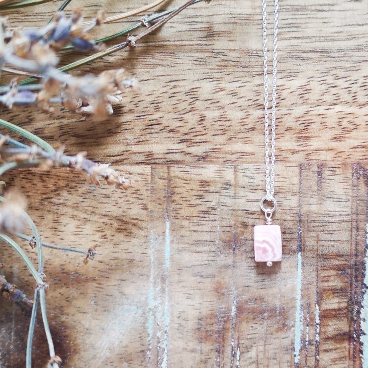 Rhodochrosite Rectangle Necklace