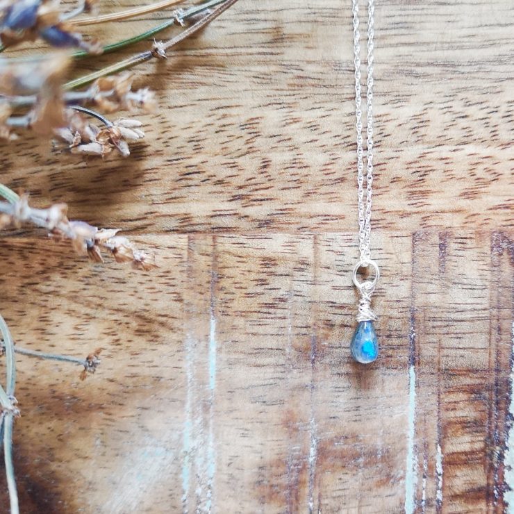Labradorite Tiny Teardrop Necklace