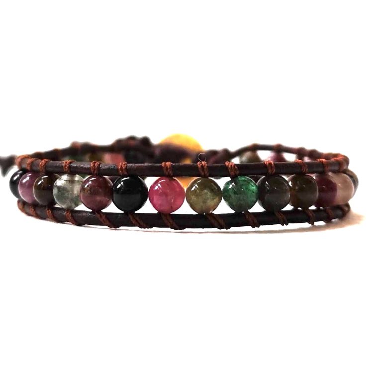 Watermelon Tourmaline Single Wrap Bracelet