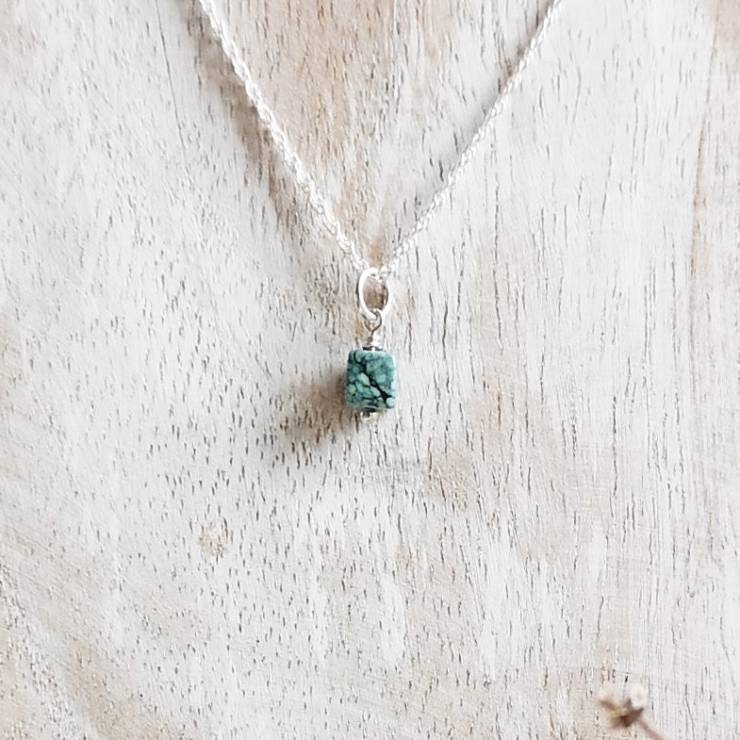 Turquoise Square Necklace ~ Sterling Silver or Gold-Filled