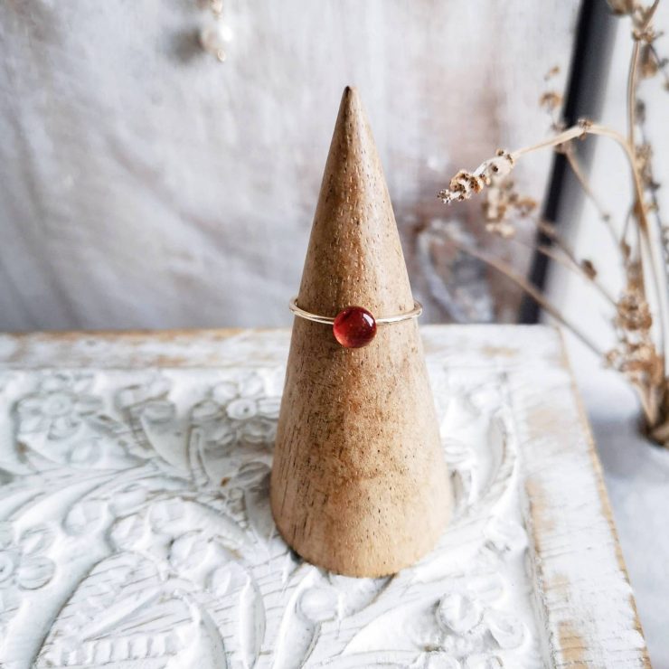 Tulip Stacking Ring, Red ~ Gold-Filled