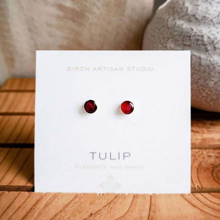Tulip Earrings, Red ~ Gold-Filled