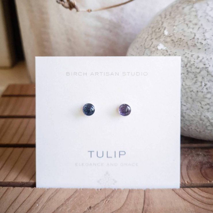 Tulip Earrings, Purple ~ Sterling Silver