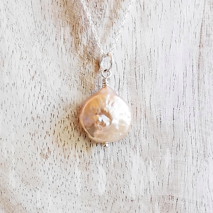 Pearl Full Moon Necklace ~ Champagne