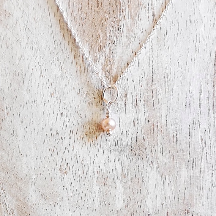 Pearl Necklace ~ Champagne, Tiny Pendant
