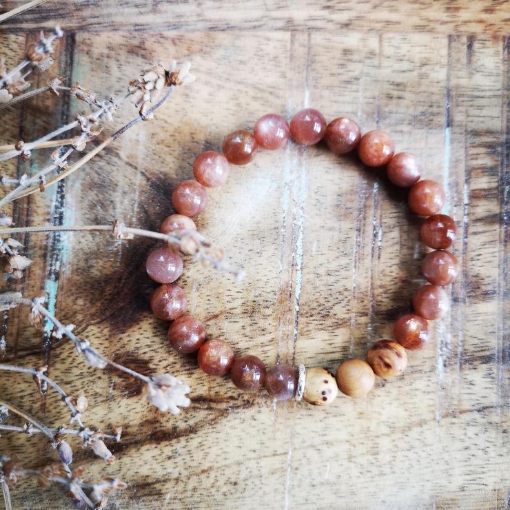 Sunstone & Cypress Burl Diffuser Bracelet ~ 8mm