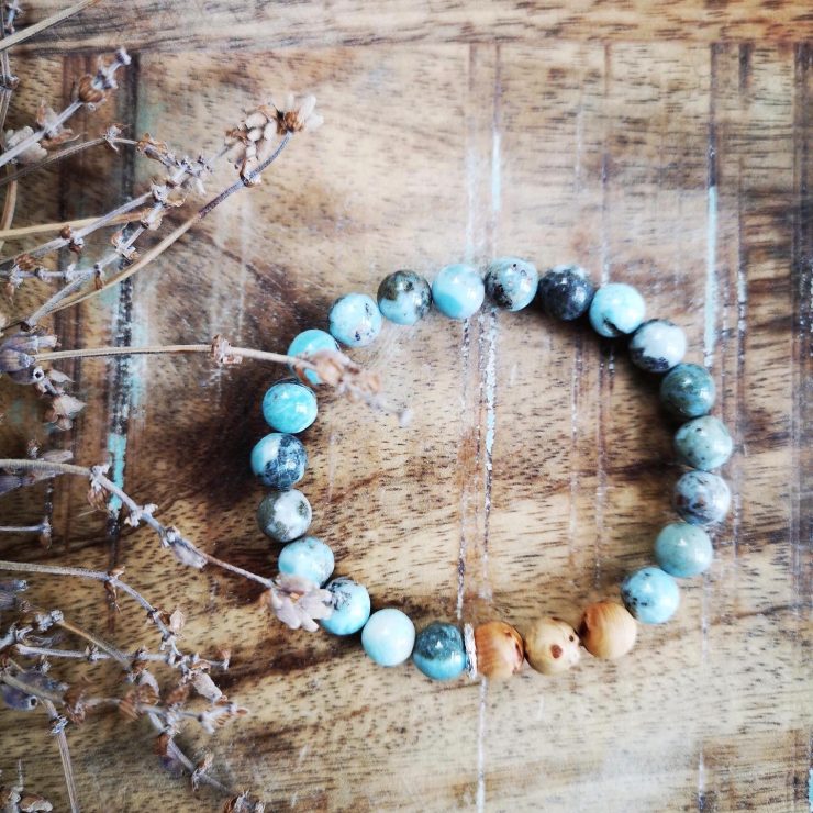 Larimar & Cypress Burl Diffuser Bracelet ~8mm