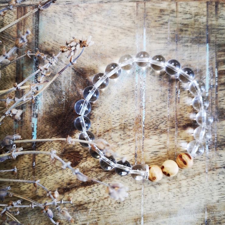 Quartz & Cypress Burl Diffuser Bracelet ~8mm