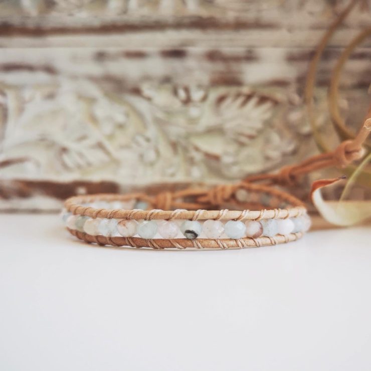 Morganite Single Wrap Bracelet ~ Faceted
